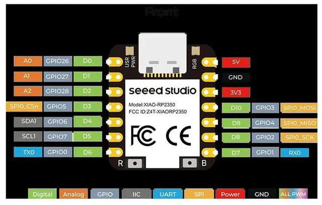 Alt view image 3 of 4 - For Raspberry Pi Pico 2 XIAO RP2350 Arm Cortex-M33 and Hazard3 RISC-V RAM for Seeed Studio Low Power Development Board