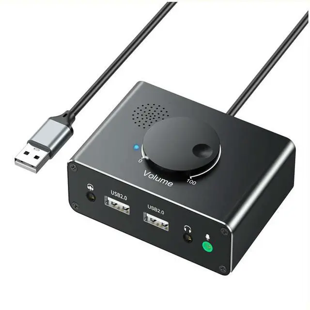 Alt view image 3 of 4 - USB External Sound Card 3 Ports USB 2.0 to 3.5mm Sound Card with Volume Control Driver-Free Volume Adjustable Sound Card