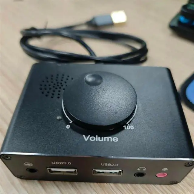 Alt view image 2 of 4 - USB External Sound Card 3 Ports USB 2.0 to 3.5mm Sound Card with Volume Control Driver-Free Volume Adjustable Sound Card