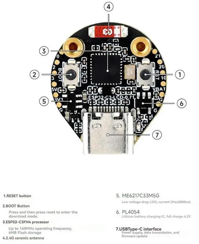 Alt view image 4 of 4 - ESP32 C3 Round LCD Development Board with Case Electronic EYE 0.71 Inch Display Watch Screen GC9A01 160x160