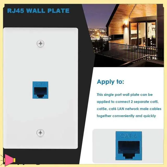 Alt view image 2 of 4 - 10 Pieces Ethernet Wall Outlet Plate Cat6 RJ45 Wall Plate Jack Female To Female Ethernet Inline Coupler Plates Ethernet