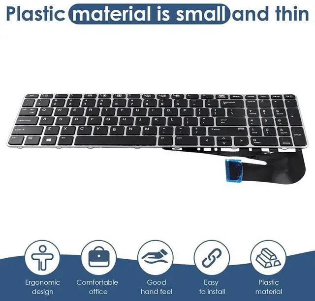Alt view image 4 of 4 - Replacement Keyboard Compatible With Silver Frame For 755 G3 850 G3 850 G4 Zbook 15U G3 G4 US Laptop Keyboard