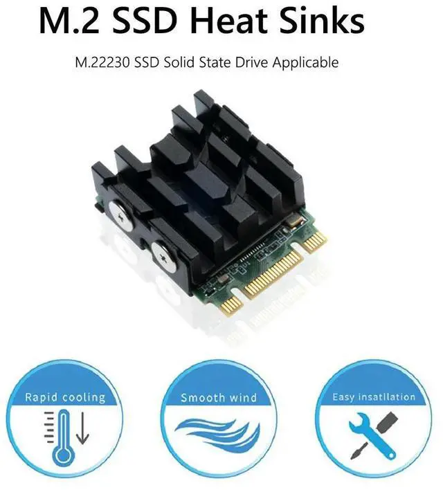 Alt view image 2 of 4 - SSD Heat Sink M.2 NVME 2230 SSD Heatsink with Thermal Pads Aluminum SSD Cooler Radiator Hard Drive Heat Sink 2230 SSD Heatsink