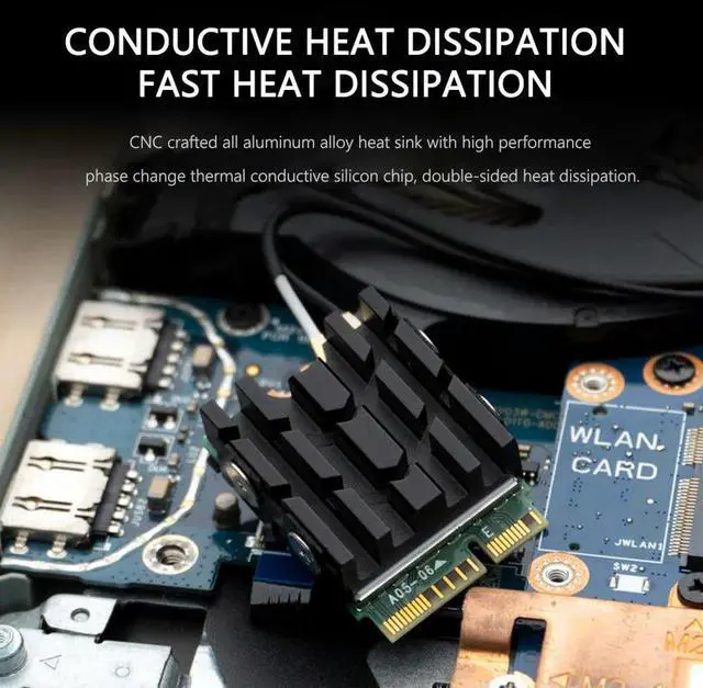Alt view image 3 of 4 - SSD Heat Sink M.2 NVME 2230 SSD Heatsink with Thermal Pads Aluminum SSD Cooler Radiator Hard Drive Heat Sink 2230 SSD Heatsink