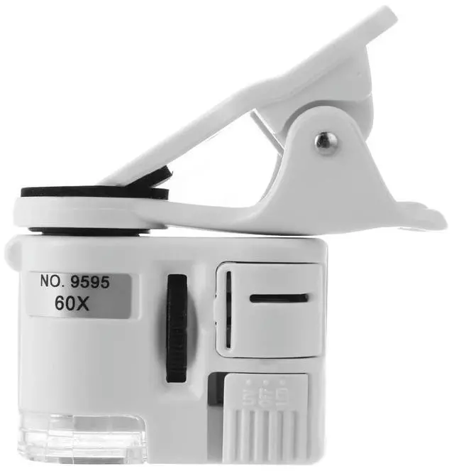 Alt view image 2 of 4 - Universal 60X Phone Mini Pocket Microscope with LED Light ABS Digital Microscope Portable with for Mobile phones