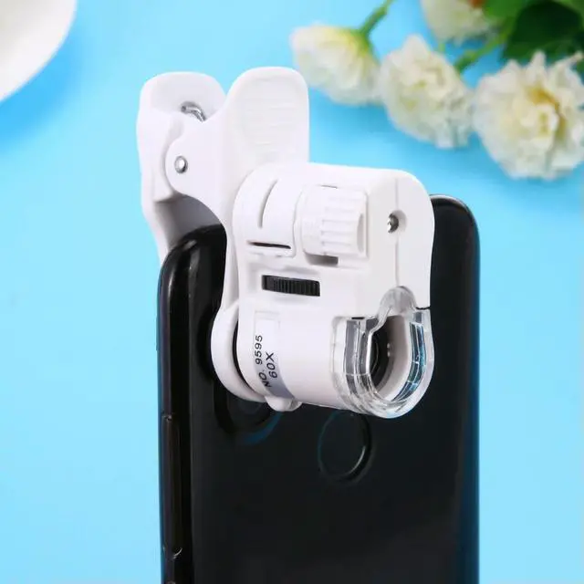 Alt view image 3 of 4 - Universal 60X Phone Mini Pocket Microscope with LED Light ABS Digital Microscope Portable with for Mobile phones
