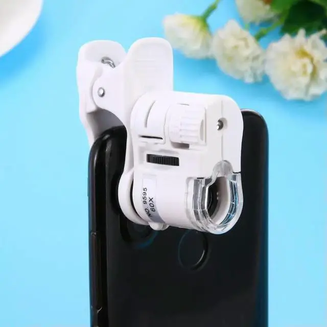 Alt view image 4 of 4 - Universal 60X Phone Mini Pocket Microscope with LED Light ABS Digital Microscope Portable with for Mobile phones