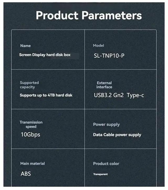 Alt view image 3 of 3 - M.2 NVME/NGFF Dual Protocol SSD Enclosure Transparent Hard Drive Case USB3.2 With ligent Display SATA SSD Adapter