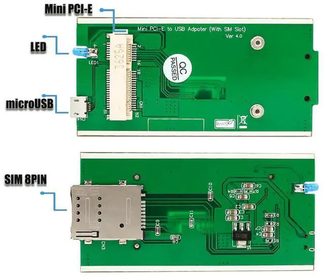 Alt view image 4 of 4 - Mini PCI-E PCI-Express To Mini USB Adapter With SIM Card Slot For WWAN/LTE/Gsm/Hspa/GPS 3G/4G Wireless Mini Pci-E Card
