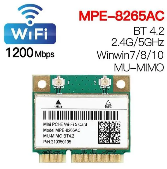Alt view image 4 of 4 - MPE-8265AC Wireless Half Mini PCI-E Card 5 Dual Band 802.11AC 2.4Ghz 5Ghz Network Card