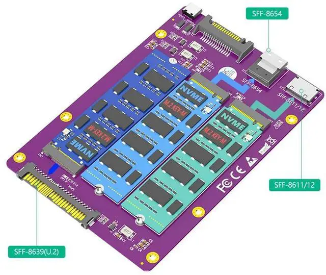 Main image of 3 In1 Combo M.2(NGFF) Nvme Adapter 3 In1 M.2(NGFF) Nvme SSD Adapter SSD Tosff-8611/8612/ 8654/Andu.2(SFF-8639) Adapter