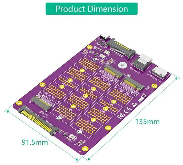 Alt view image 4 of 4 - 3 In1 Combo M.2(NGFF) Nvme Adapter 3 In1 M.2(NGFF) Nvme SSD Adapter SSD Tosff-8611/8612/ 8654/Andu.2(SFF-8639) Adapter