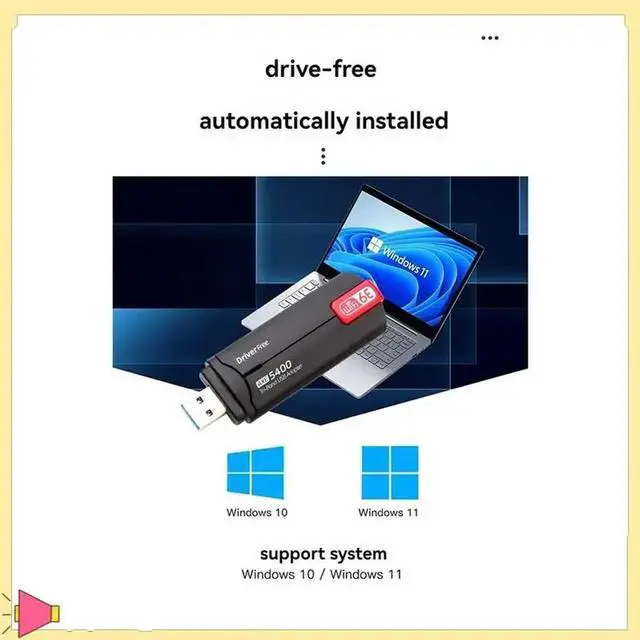 Alt view image 4 of 7 - AX5400 6e Adapter 5400Mhz USB3.0 Adapter 2.4G/5G/6Ghz Adapter WPA3 802.11AX Wireless Network Card For Win 10/11