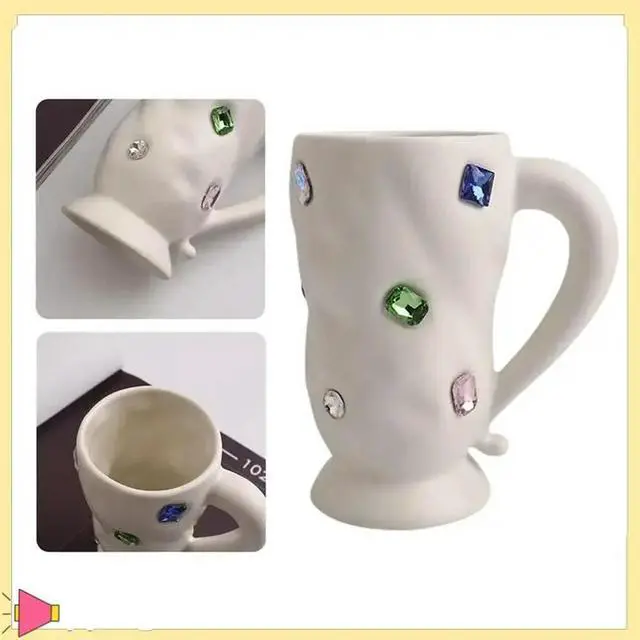Alt view image 3 of 4 - Crystal Coffee Mugs Novelty Colorful Gemstone White Mug Unique Irregular Design Coffee Mugs For Wedding Festive
