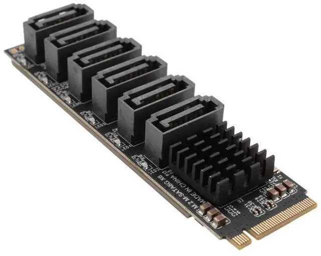 Alt view image 2 of 4 - PCIE Adapter Card M.2 NVME To SATA Card M.2 NVME To SATA3.0 PCIE To SATA 6Gpbsx6-Port Expansion Card ASM1166