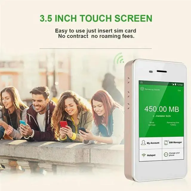 Alt view image 4 of 4 - Travel Hotspot SIM Card Router Universal High-Speed Network Dual Card Touch Screen For Travel Black