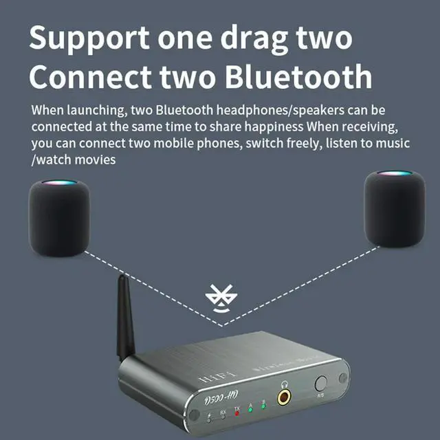 Alt view image 2 of 4 - Aptx HD/LL Bluetooth Audio Transmitter Receiver AUX Type-C Multipoint Dual Stream CD Sound Hifi Wireless Adapter