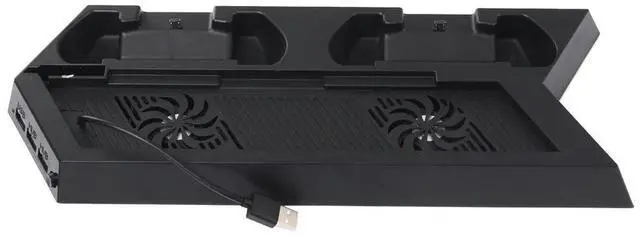 Alt view image 3 of 4 - All-In-One Dual Cooler Fans Cooling Station Vertical Stand with 2 Controller Charging Dock station For 4 For PS4