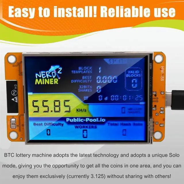 Alt view image 4 of 7 - NerdMiner 2 Miner 55-60KH/S BTC Lottery Solo Miner 2.8 Inch Display Bitcoin BTC Miner Solo Nerd Miner