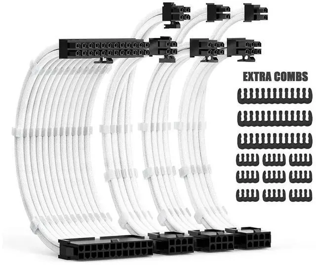 Main image of PSU Cable Extensions Kit 30CM With Cable Combs Extension Power Supply Cable 24Pin 8Pin(4+4) 8Pin(6P+2P) For ATX Power