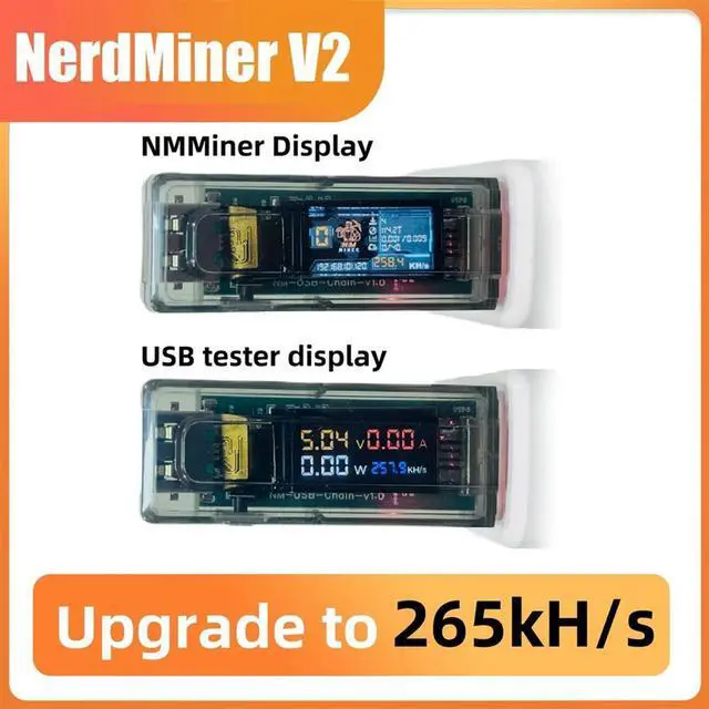 Alt view image 2 of 7 - NMMiner Miner 265KH/S USB Chain ESP32 Crypto Miner BTC Solo Lottery Miner Ammeter USB Tester USB-A to Type C Nerdminer