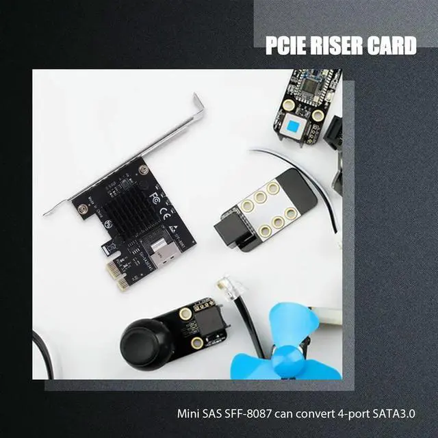 Alt view image 2 of 7 - PCIE Riser Card PCIE 1X To Mini SAS SFF-8087 SATA3.0 6Gbps Adapter Card Hard Drive Expansion Card For Chia Mining