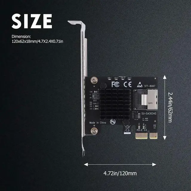 Alt view image 4 of 7 - PCIE Riser Card PCIE 1X To Mini SAS SFF-8087 SATA3.0 6Gbps Adapter Card Hard Drive Expansion Card For Chia Mining