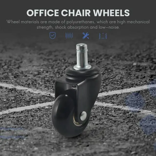 Alt view image 4 of 7 - 5 Pcs Replacement Chair Caster Wheels 2 Inch, Heavy Duty Wheels With Plug-In Stem 7/16 X 7/8 Inch,Quiet & Smooth Rolling