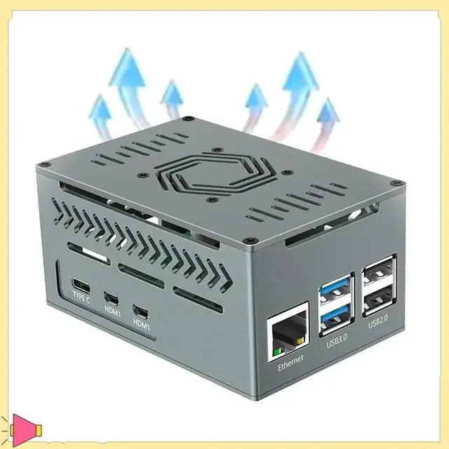 Main image of Aluminum Case For Raspberry Pi 5 Includes 4010 PWM Fan, Copper Heatsinks For X1000/X1001/X1003/N04/N05 Pcie Boards