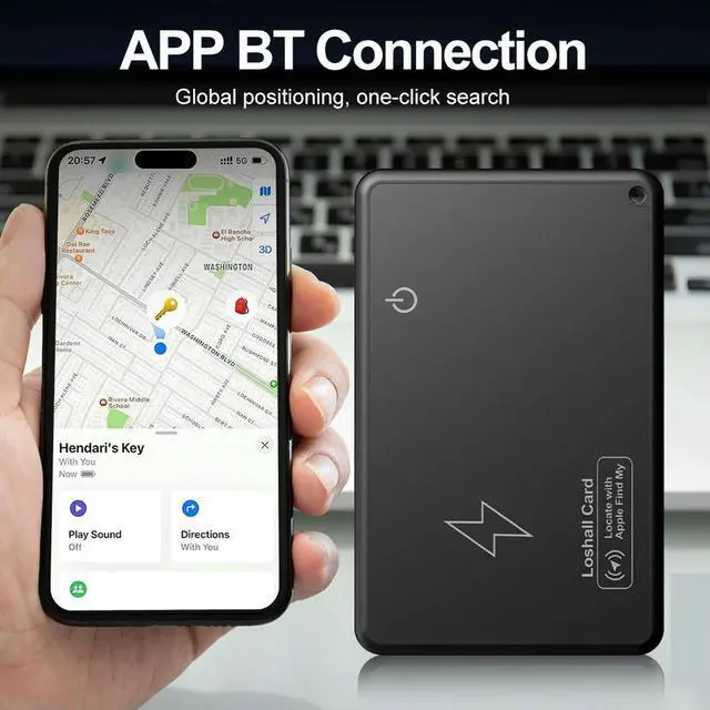 Alt view image 2 of 7 - Wireless Charging Wallet Tracker Card Waterproof Work with Find My App GPS Locator Thin GPS Item Finder for Purse Passport