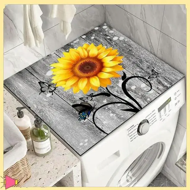 Alt view image 4 of 7 - Flowers Washer Dryer Dust Cover Mat For Top Washing Machine Dust Cover Pad Fast Drying Absorbent Mat Top Protector Mat