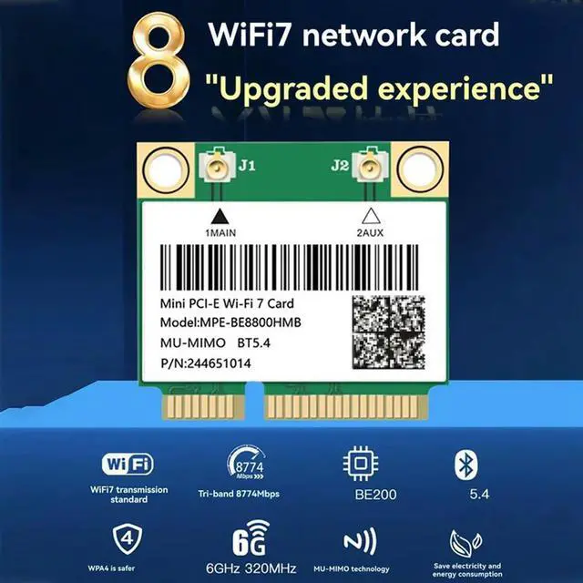 Alt view image 3 of 7 - AX8774 Bluetooth 5.4 7 BE200HMW BE200 Wireless Network Card Mini For Pcie Tri Band 2.4G/5G/6Ghz 10/11 Ready