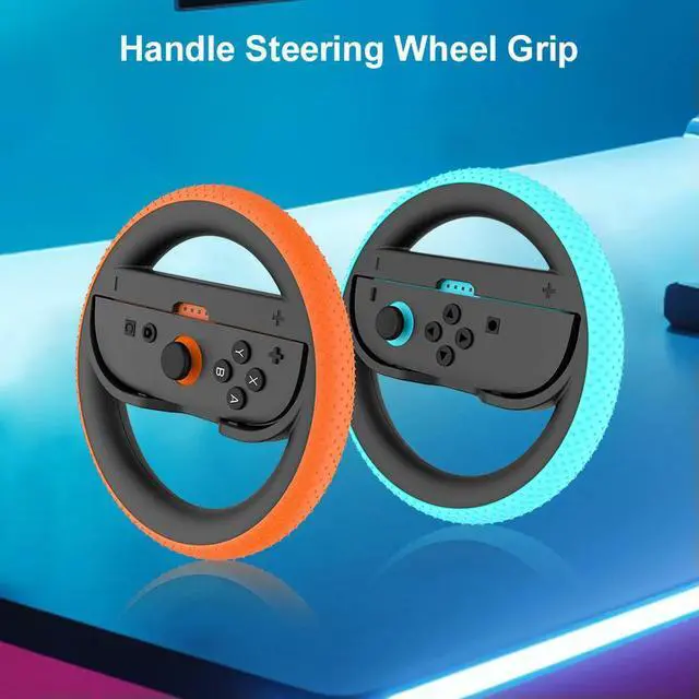 Alt view image 2 of 4 - For Ns2 2Pcs Game Controller Racing Wheel with Silicone Pad Joy Con Hand Grip Wheel Anti-Scratch Game Attachment Accessories