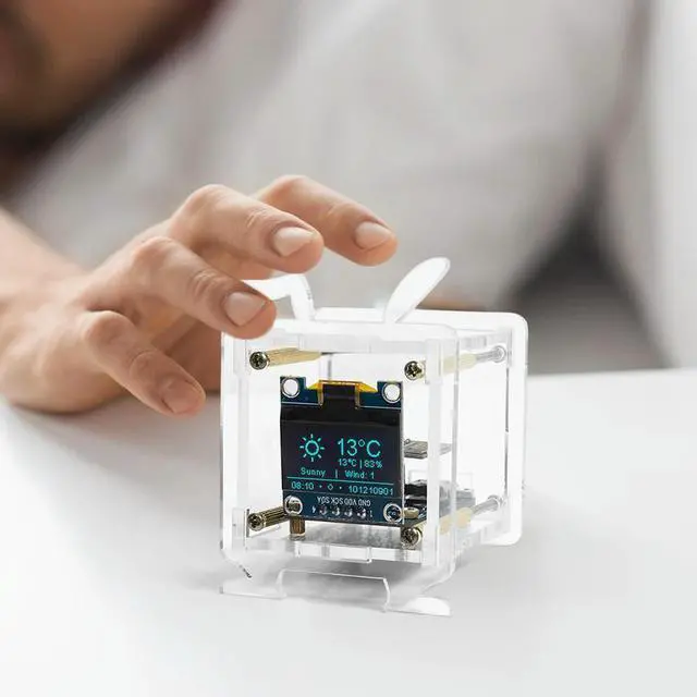 Main image of ESP8266 Mini Electronic Clock DIY Kit with Shell Mini Weather Clock Mini Weather Forecast Clock Kit for DIY Soldering Practice