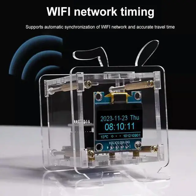 Alt view image 2 of 4 - ESP8266 Mini Electronic Clock DIY Kit with Shell Mini Weather Clock Mini Weather Forecast Clock Kit for DIY Soldering Practice