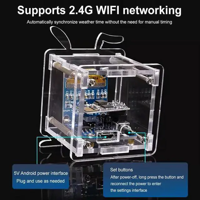 Alt view image 3 of 4 - ESP8266 Mini Electronic Clock DIY Kit with Shell Mini Weather Clock Mini Weather Forecast Clock Kit for DIY Soldering Practice