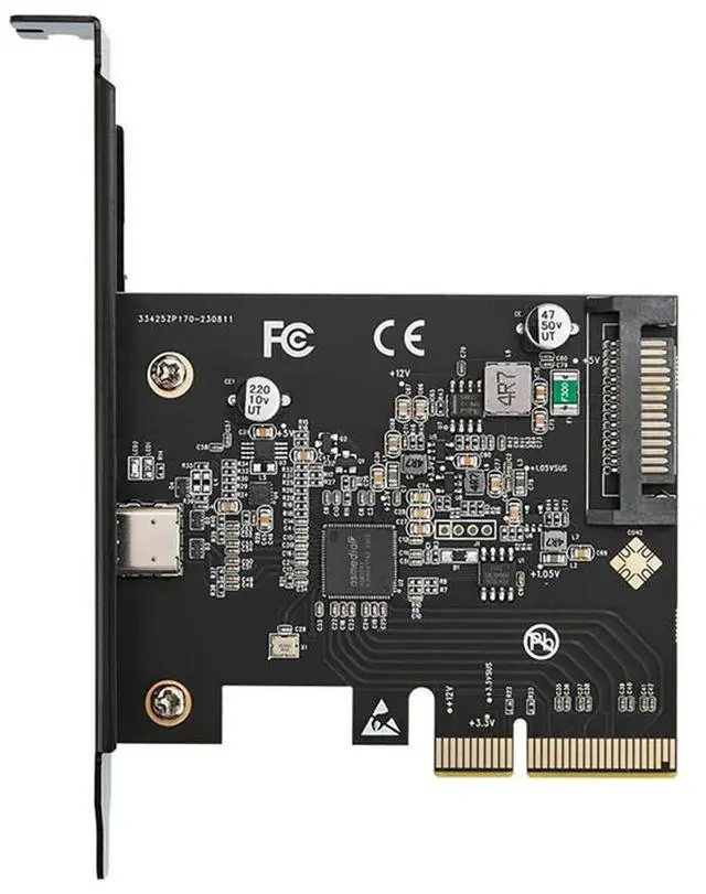 Alt view image 2 of 7 - Expansion Card 3.2 Gen 2X2 PCI-E Gen 3 X4 20Gbps Asmedia ASM3242 Chipset With SATA 15 Pin Power