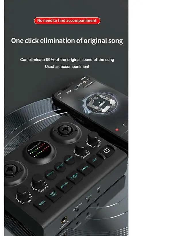 Alt view image 4 of 7 - Microphone Sound Card Live Sound Card Singing Performance Sound Card for Microphones and Musical Instruments