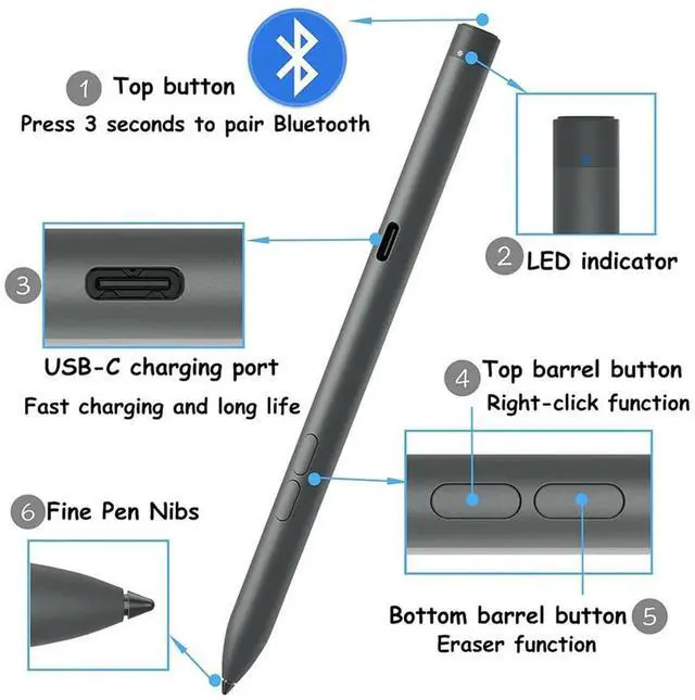 Alt view image 4 of 7 - Active Stylus Pen for Active Pen PN7522W for Inspiron 7640,for Latitude 5350 2-in-1/7320 Detachable,XPS 13