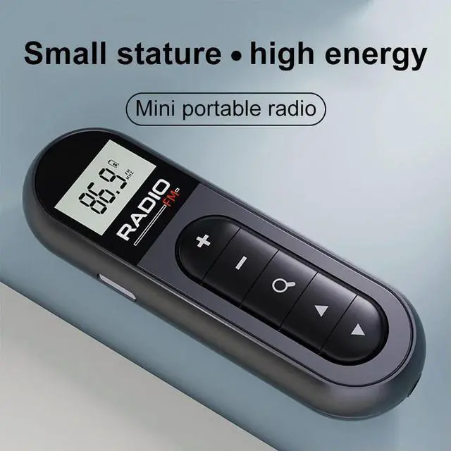 Alt view image 2 of 4 - Mini Pocket FM Radio Rechargeable Lavalier Radio with Backlight LCD Display Stereo Radio 3.5mm Headphone Jack for Meeting Sports