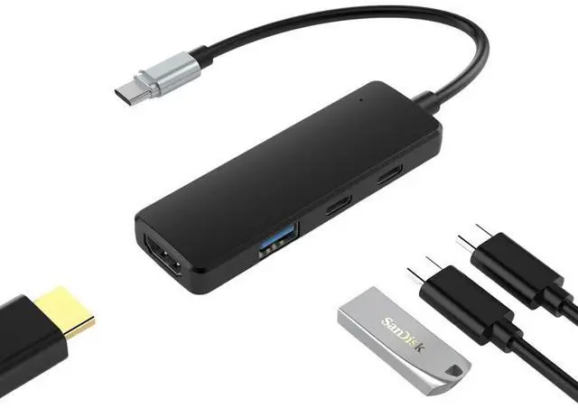 Main image of 4-Port USB C HUB USB 3.0 2.0 HDMI-Compatible 4K Type-C PD 100W Type C HUB USB C Dock Multiport Adapter for MacBook Pro Air