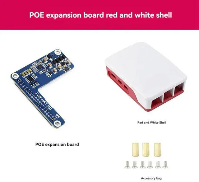 Alt view image 4 of 4 - For Raspberry Pi 5 PoE HAT+Case 802.3af/At PoE HAT (G) for Raspberry Pi 5 POE Ethernet Power Supply Expansion Board