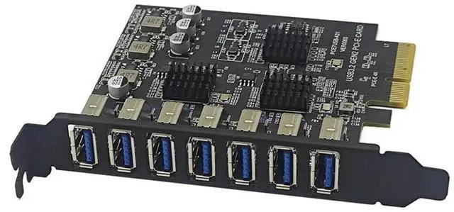 Alt view image 3 of 3 - USB3.2 GEN2 10Gbps Pcie Expansion Card TYPE-A PCI-E 4X To 7 Ports USB 3.0 Expansion Adapter Card PCI-E Controller Card