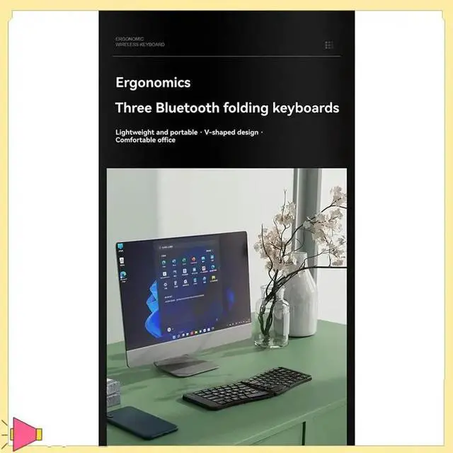 Alt view image 2 of 4 - Ergonomic V-Shaped Three-Way Bluetooth Folding Keyboard Mobile Phone Tablet Charging Light And Bluetooth Keyboard