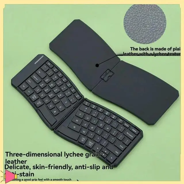 Alt view image 4 of 4 - Ergonomic V-Shaped Three-Way Bluetooth Folding Keyboard Mobile Phone Tablet Charging Light And Bluetooth Keyboard