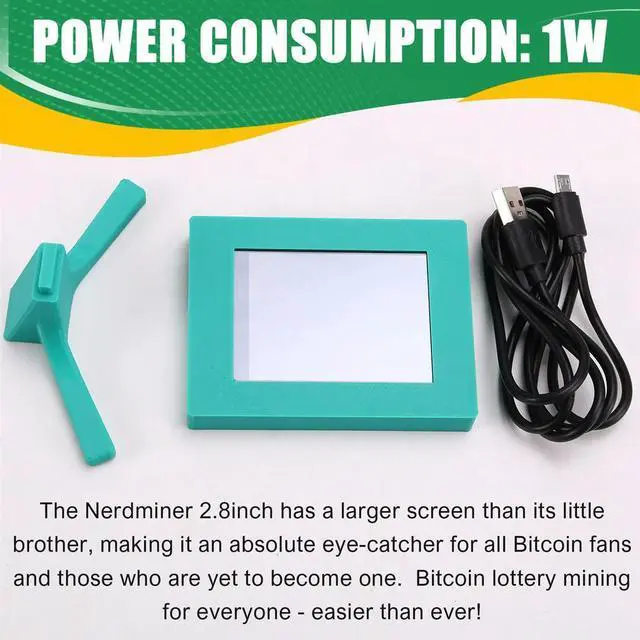 Alt view image 4 of 4 - Nerdminer V2 56kh/S 2.8 Inch LCD Display Nerdminer Bitcoin Crypto Solo Lottery Desk Miner Cryptocurrency Miner Green