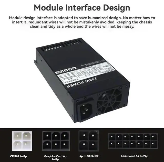 Alt view image 3 of 4 - 250W PSU ATX Full Modular Power Supply FLEX Module Power Supply Low Noise for Small 1U (Flex ITX) Computer Chassis