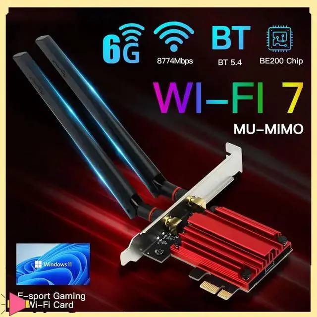 Alt view image 3 of 7 - 7 BE200 PCIE Adapter For Bluetooth 5.4 Tri-Band 2.4G/5G/6Ghz 8774Mbps BE200NGW Wireless Network Adapter Win11