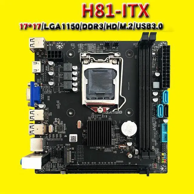 Alt view image 4 of 7 - H81M ITX Motherboard Desktop PC Laptop LGA 1150 DDR3 16GB M.2 NVME SDD USB 3.0 Computer Motherboard