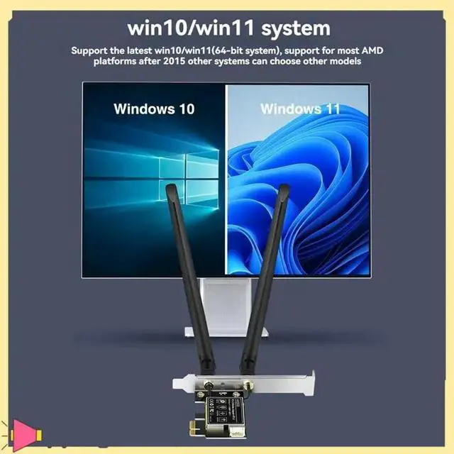 Alt view image 2 of 7 - 6E Adapter 5400Mbps BT5.2 PCI-E Wireless Network Card AX5400 6E PCI-E 2.4G/5G/6Ghz Card For Win10 Win11